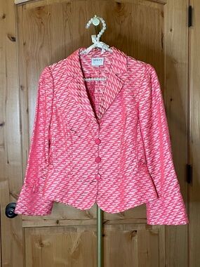 Armani Collezioni Coral-Pink Tweed Women's Blazer Jacket Size 6